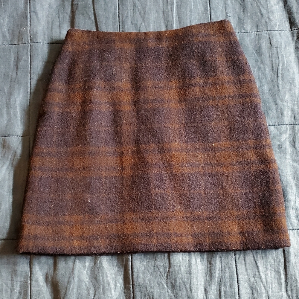 Uniqlo Brown and Navy Plaid Mini Skirt